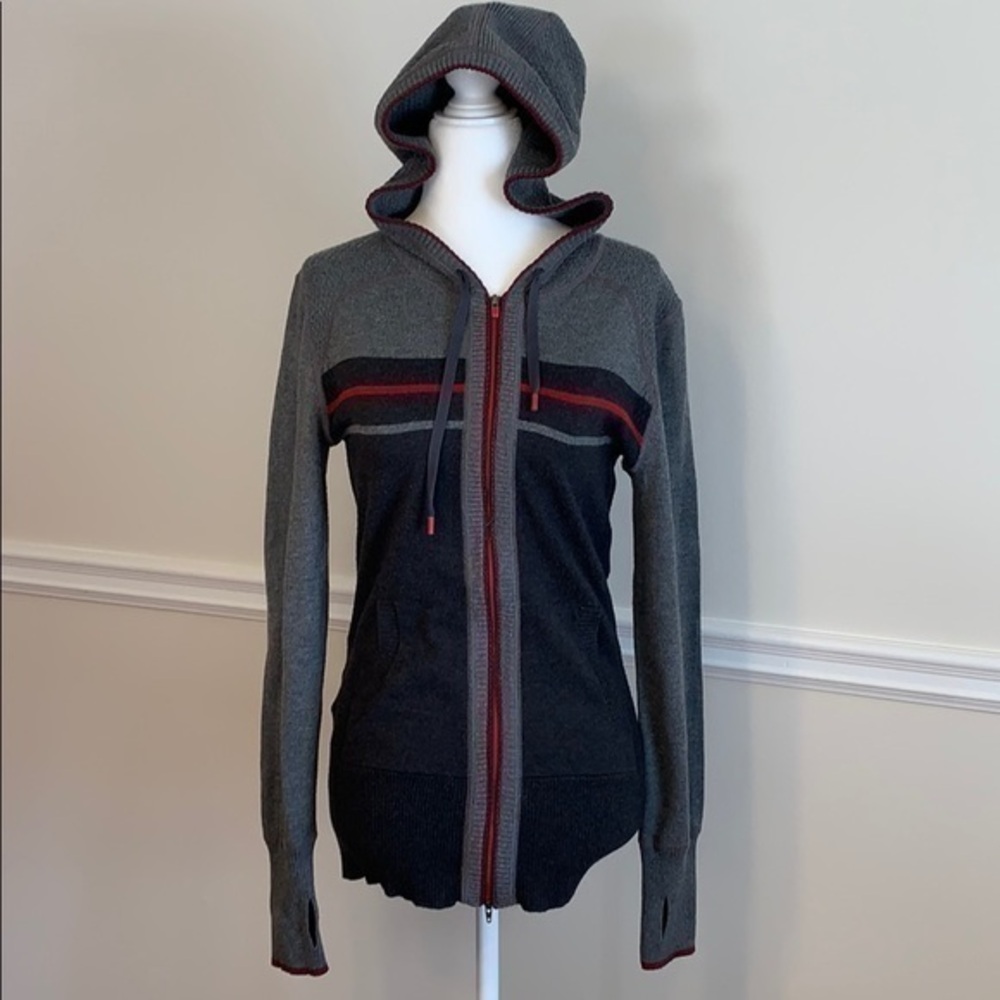 EDDIE BAUER Zip Up Gray and Red Hoodie M
